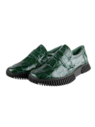 Arche Sample Havock Green Alligator Patent Leather Loafer