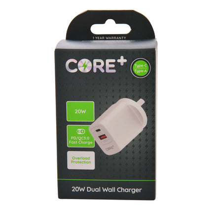 Core+ PD Dual Wall Charger 20W
