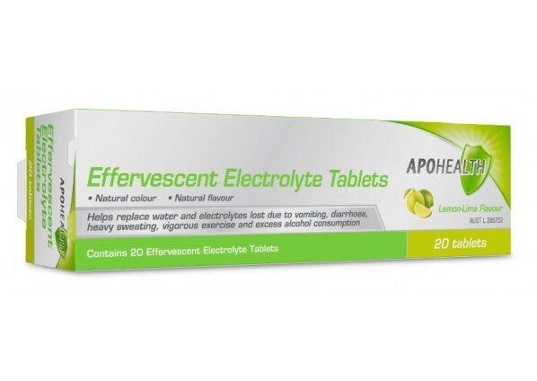 Apohealth Effervescent Electrolyte Lemon-Lime Flavour 20 Tabs - OhYouLuckyDuck.com.au