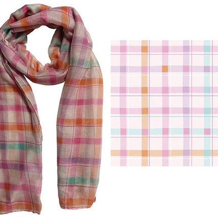 FM Pink Gingham Fashion Scarf
