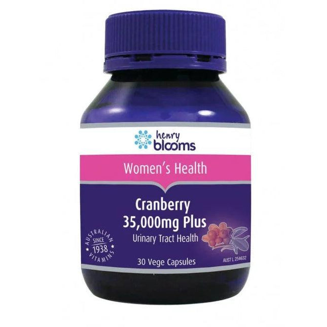 Henry Blooms Cranberry 35000mg Plus 30 Vegetarian Capsules - OhYouLuckyDuck.com.au