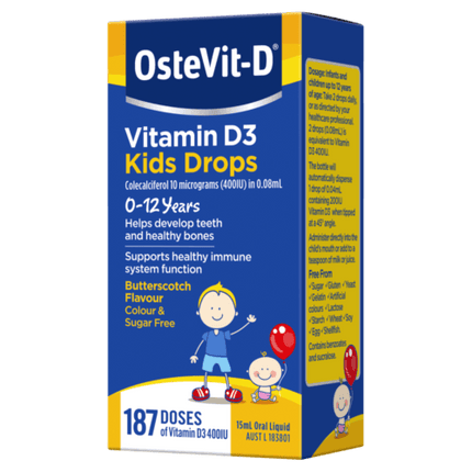 OsteVit-D Vitamin D3 Kids Drops 0-12 Years 15ml - OhYouLuckyDuck.com.au