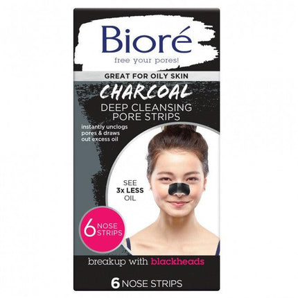 Biore Deep Cleansing Charcoal Pore Strips 6pcs - OhYouLuckyDuck.com.au