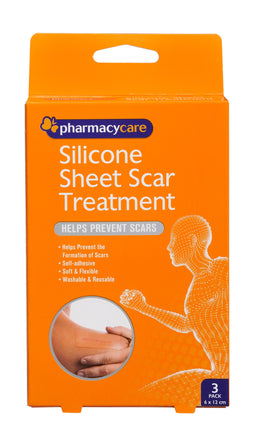 Pharmacy Care Silicone Sheet Scar Treatment Bandages Dressings Pad Strips 3 Pack