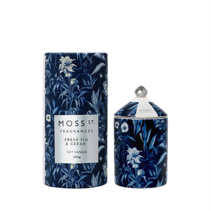 Moss St. Fragrances Ceramic Mini Candle in Fresh Fig and Cedar 100G