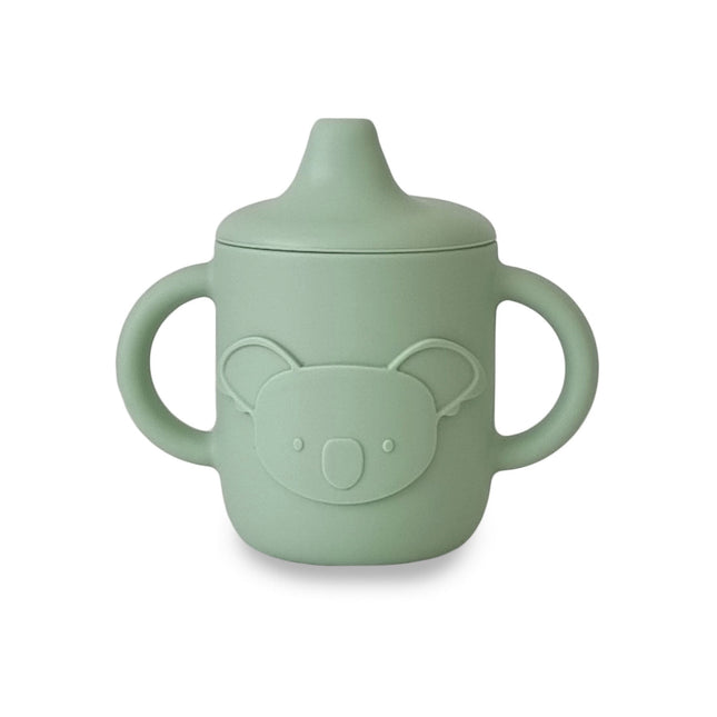 Plum Silicone Sippy Cup With Koala Emboss Olive Green for Toddlers 150 ml