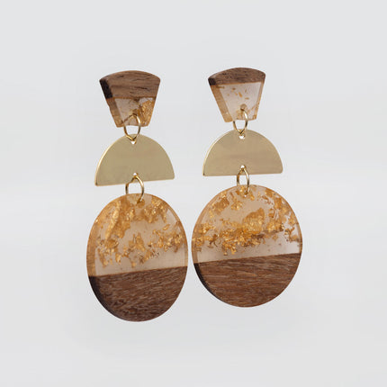 Kiki Gold Foil Curves Statement Resin Earrings