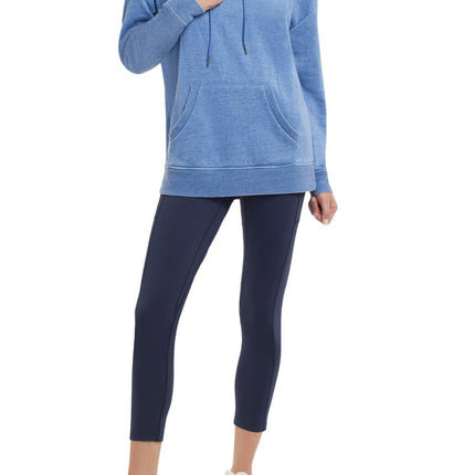 Tribal Long Sleeve Cowl Neck Top With Pocket Cobalt