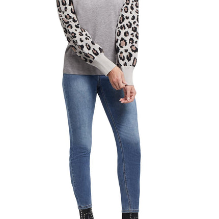 Tribal Long Sleeve Crew Neck Top Sweater Grey Mix Large