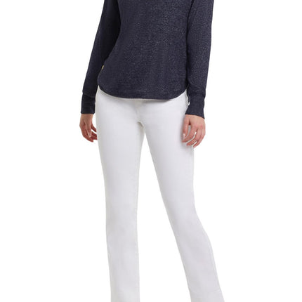 Tribal Long Sleeve Top With Side Buttons Dark Marine Medium