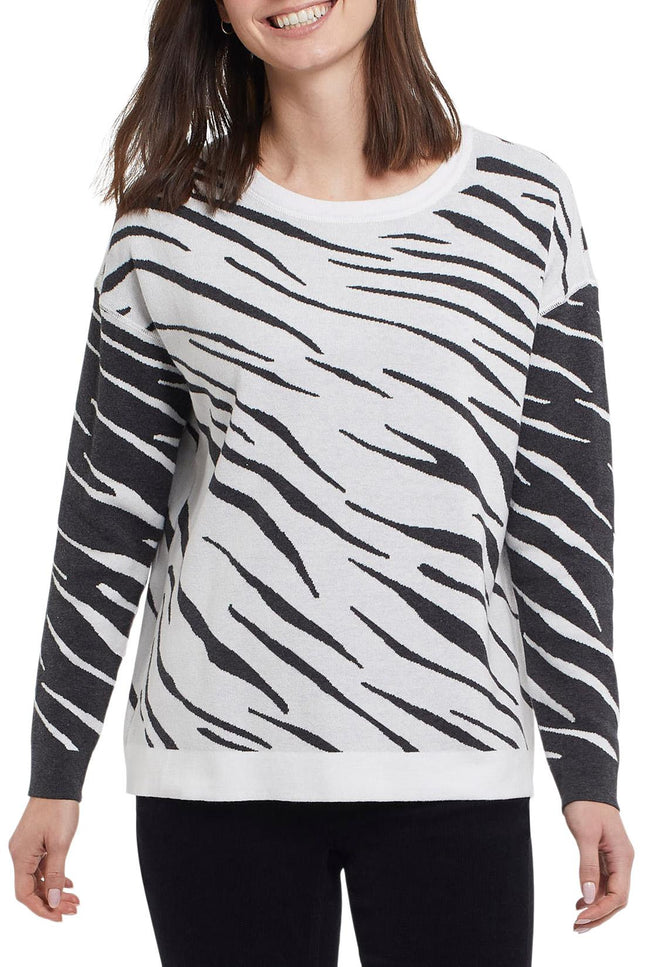 Tribal Reversible Print Cotton Sweater Charcoal