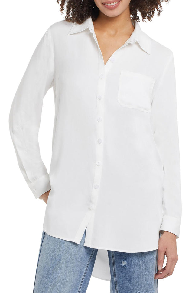 Tribal Roll Up Sleeve Shirt White