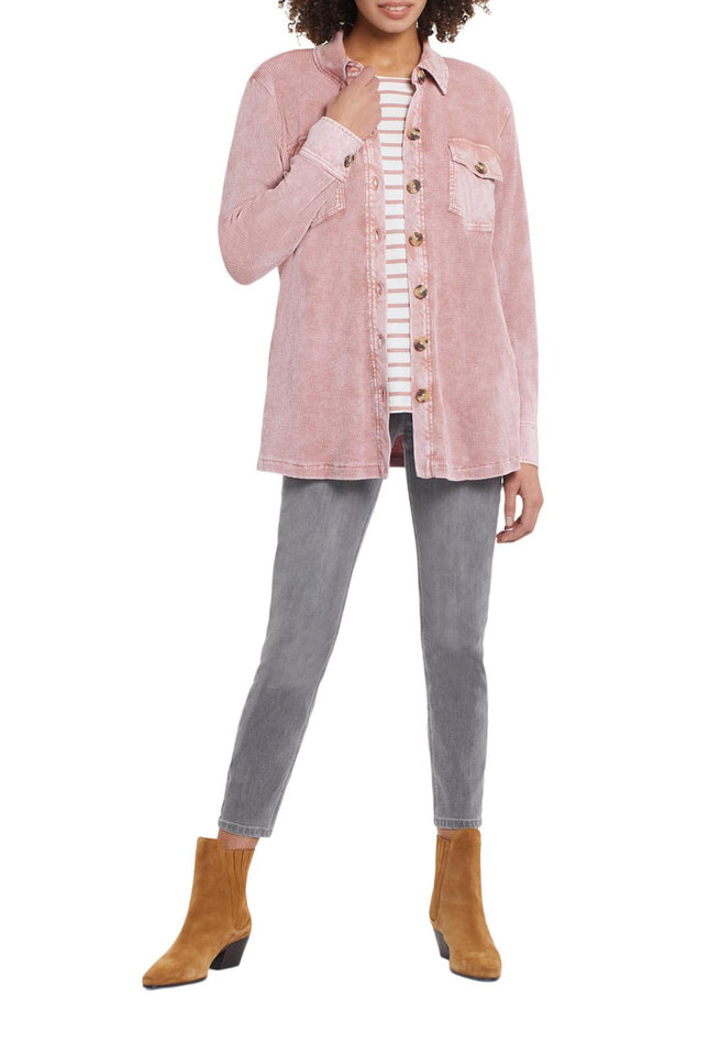 Tribal Long Sleeve Shacket With Combo Details Spice Tea Large