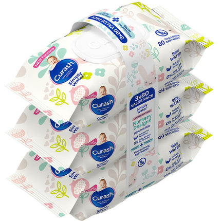Curash Simply Water Wipes Bunny 3x80s