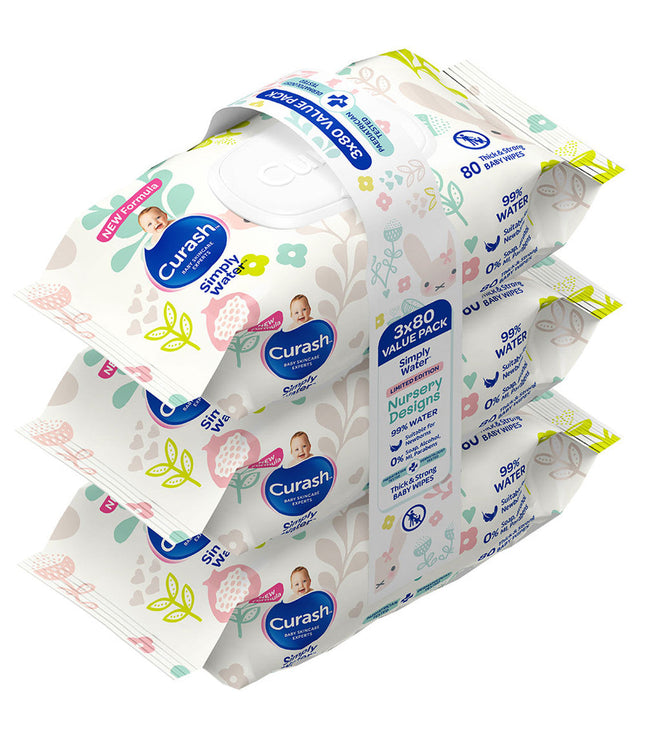 Curash Simply Water Wipes Bunny 3x80s