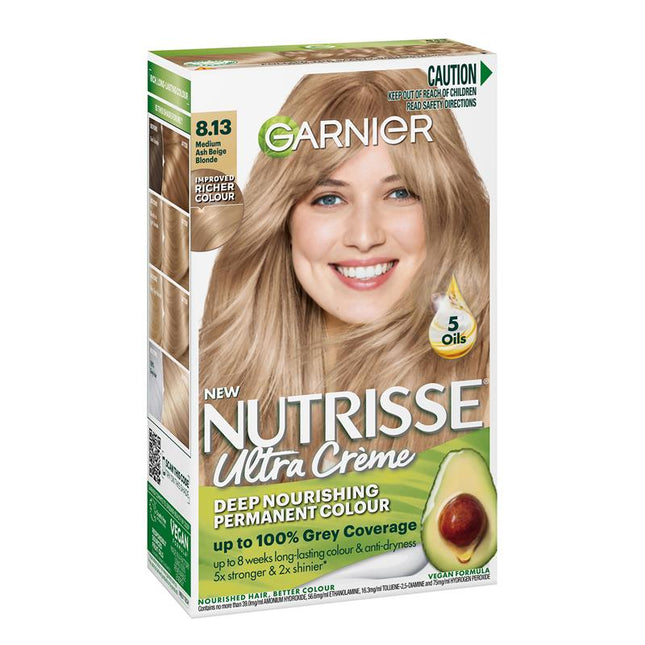 Garnier Nutrisse 8.13 Medium Ash Beige Blonde - OhYouLuckyDuck.com.au