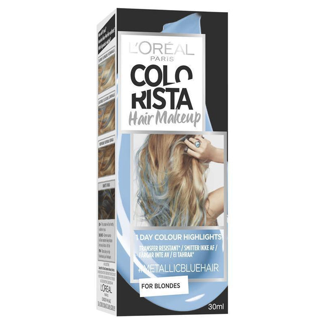 L'Oreal Colorista Hair Makeup Temporary Blonde Hair Colour Metallic Blue
