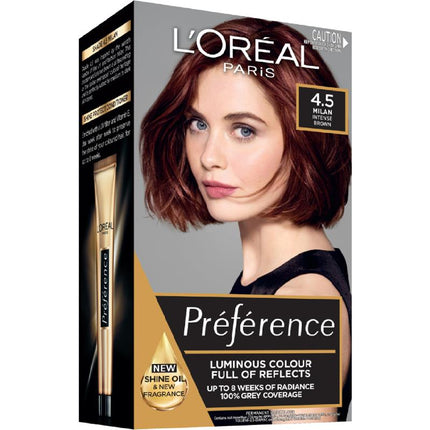 L'OrÃ©al Paris PrÃ©fÃ©rence 4.5 Milan Mahogany Auburn Permanent Hair Colour Dye