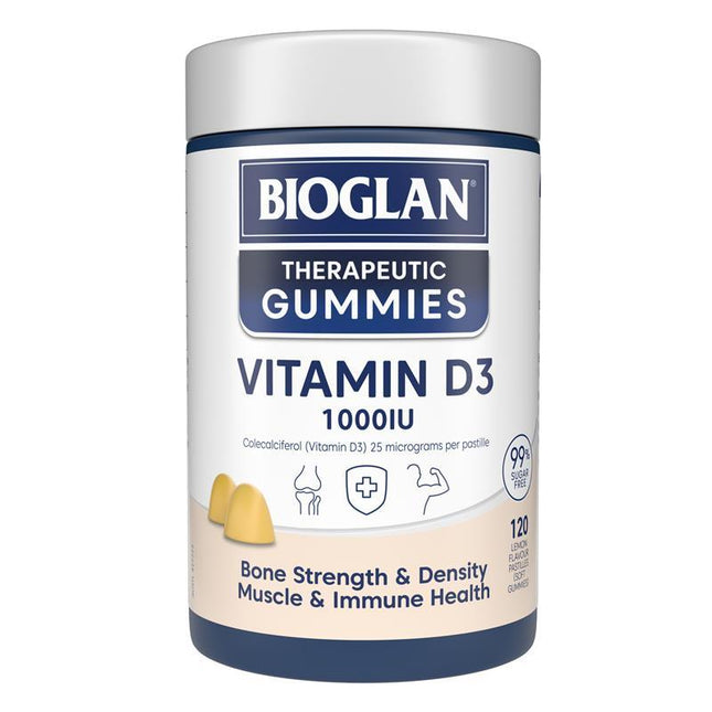 Bioglan Therapeutic Gummies Vitamin D3 1000IU 120 Pastilles – Lemon Flavour - OhYouLuckyDuck.com.au
