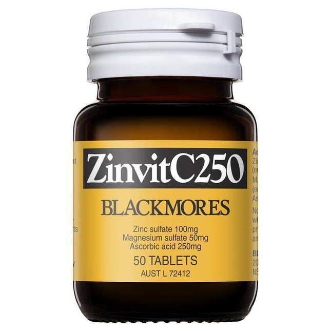 Blackmores Zinvit C 250mg Vitamin C Immune Support 50 Tabs - OhYouLuckyDuck.com.au