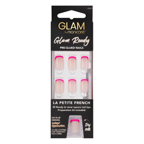 Glam Ready Pre-Glued Nail 30 La Petite French - OhYouLuckyDuck.com.au