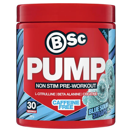 Body Science BSC Pump Non Stim Pre Workout Blue Sour Straps 300G