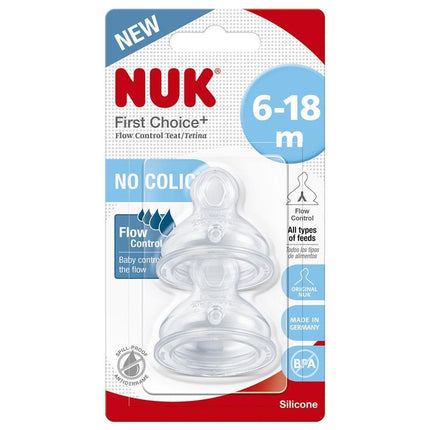 NUK First Choice Flow Control Teat 6-18 Months - 2 Pack