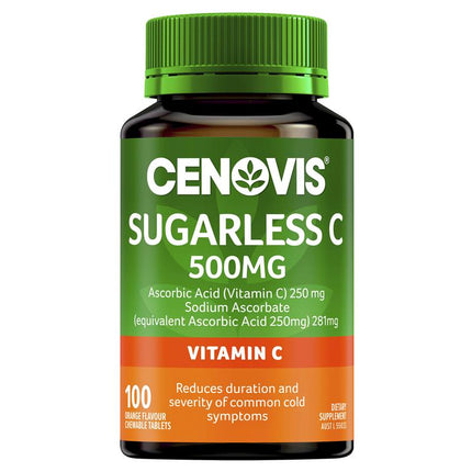Cenovis Sugarless Vitamin C 500mg for Immune Support 100 Chewable Tablets