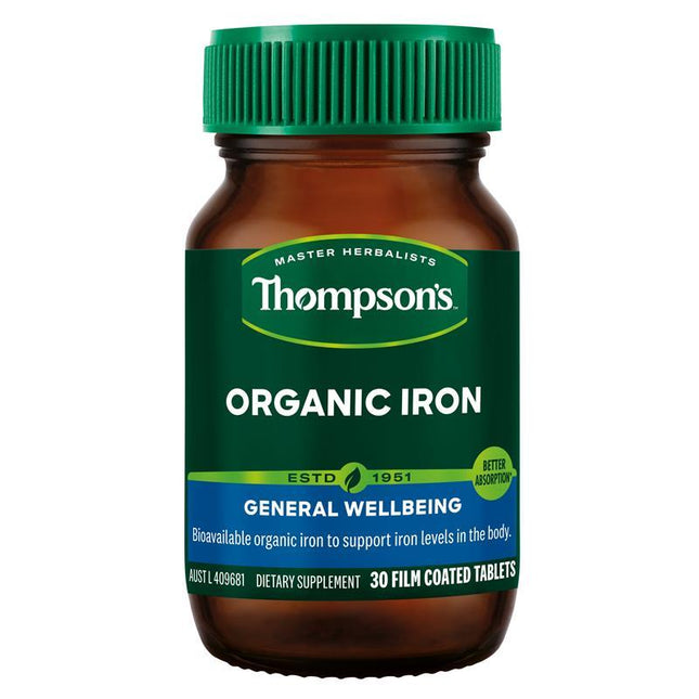 Thompsons Organic Iron 24MG 30 Tablets