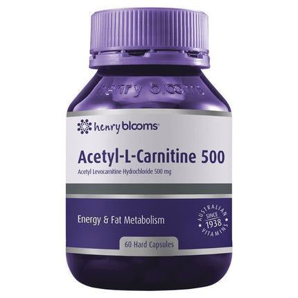 Henry Blooms Acetyl L Carnitine 500mg for Energy and Brain Function 60 Capsules