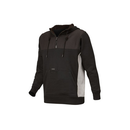 Eleven 1/4 Zip Contrast Panel Hoodie Black Greymarle 4XL