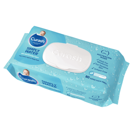 Curash Simply Water Baby Wipes 80 Pack - OhYouLuckyDuck.com.au