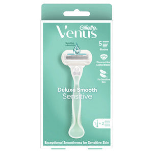 Gillette Venus Deluxe Smooth Sensitive Razor 1 Handle + 2 Blade Refills