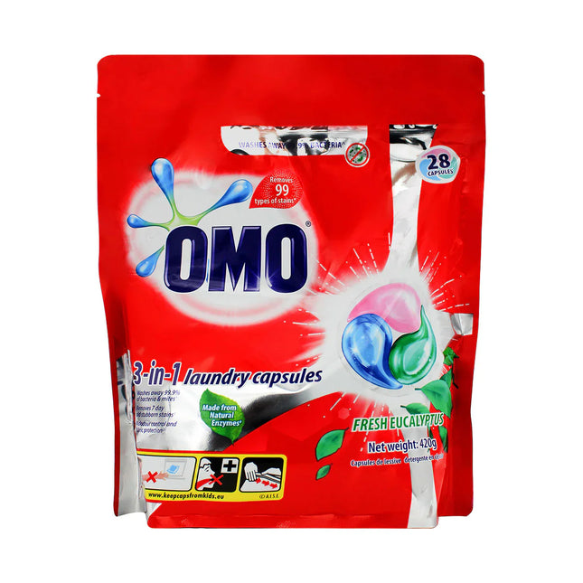 Omo 3In1 Laundry Capsules Eucalyptus 28Pk