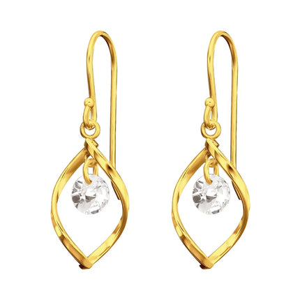 Ross Tear Cubic Zirconia Drop Earrings Gold FE4249G