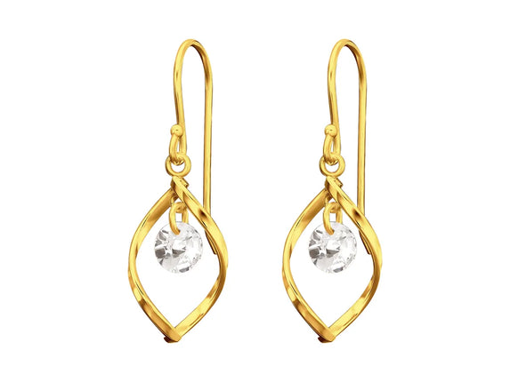 Ross Tear Cubic Zirconia Drop Earrings Gold FE4249G