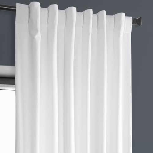 HPD Half Price Drapes Heritage Plush Velvet Curtains for Bedroom and Living Room 50 X 108CM 1 Panel White