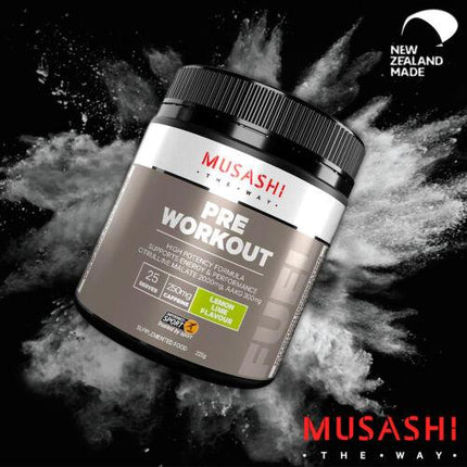 Musashi Pre Workout Lemon Lime 225g - OhYouLuckyDuck.com.au