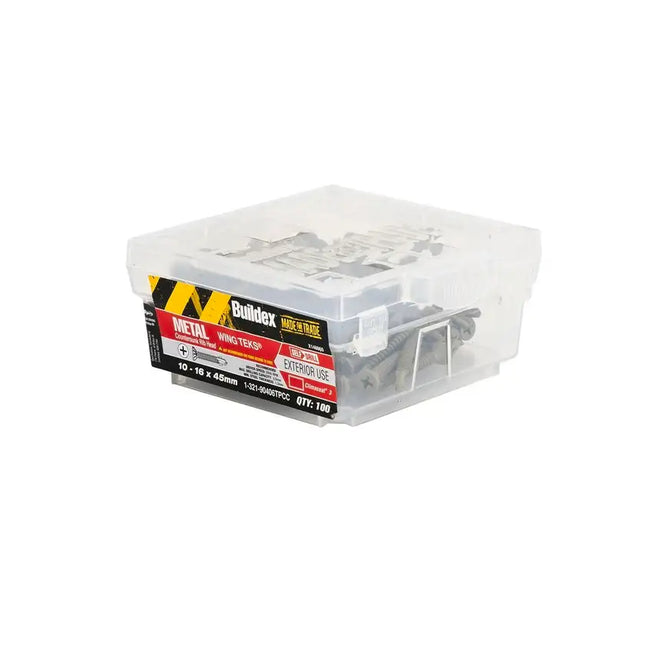 Buildex Climacoat Countersunk Ribbed Head Metal Wing Tek Screws 10-16X45 Pk100