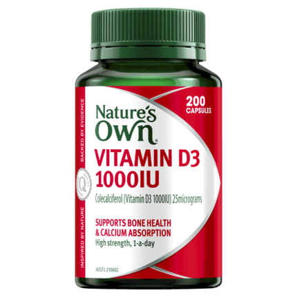 Natures Own Vitamin D3 1000IU 200 Capsules - OhYouLuckyDuck.com.au