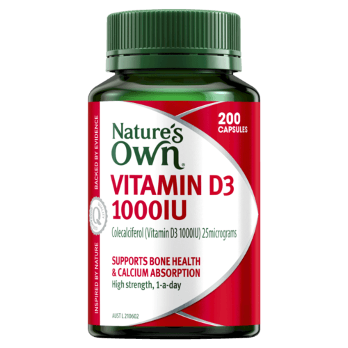 Natures Own Vitamin D3 1000IU 200 Capsules - OhYouLuckyDuck.com.au
