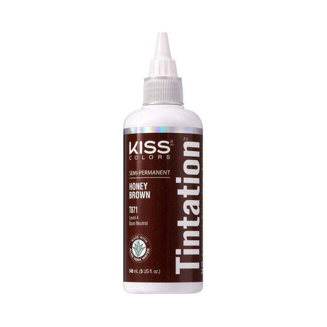 Kiss Tintation Semi-Permanent Hair Colour with Aloe Vera - Honey Brown T871 148mL - OhYouLuckyDuck.com.au