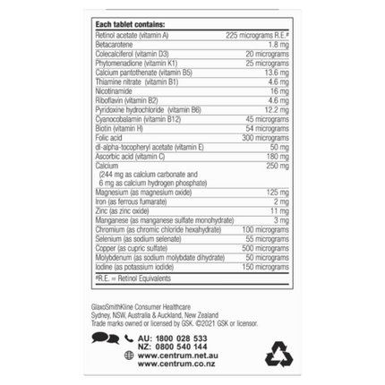Centrum for Men 50+ Multivitamin 60 Tablets - OhYouLuckyDuck.com.au