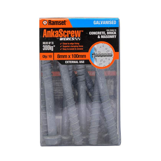 Ramset Ankascrew Galvanised 8 x 100mm 10 Pack