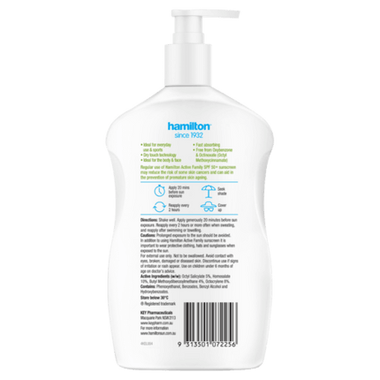 Hamilton Active Family SPF 50+ Sunscreen 500mL - OhYouLuckyDuck.com.au