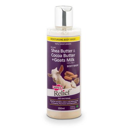 Hopeâ€™s Relief Organic Shea butter, Organic Cocoa butter & Goats Milk Body Wash 250mL