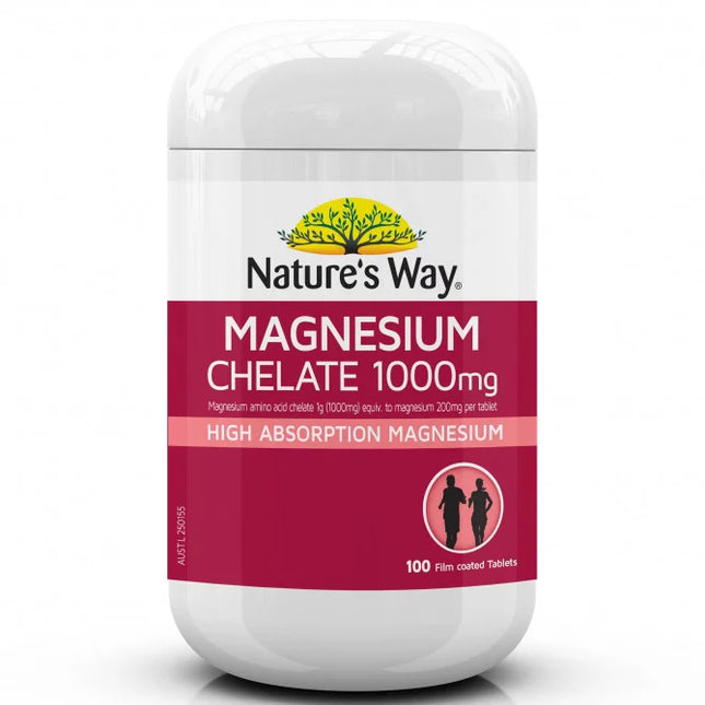 Natures Way Magnesium Chelate 1000mg 100 Tablets - OhYouLuckyDuck.com.au