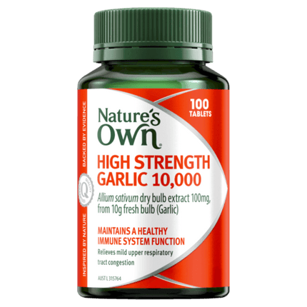 Natures Own High Strength Garlic 10000mg 100 Tablets - OhYouLuckyDuck.com.au