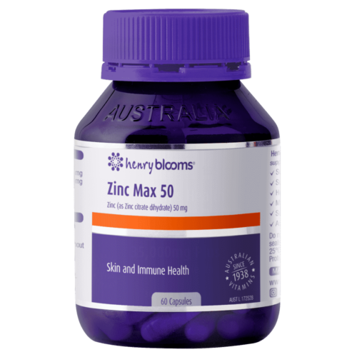 Henry Blooms Zinc Max 50mg 60 Capsules - OhYouLuckyDuck.com.au