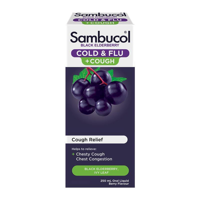 Sambucol Cold & Flu + Cough Liquid 250ml